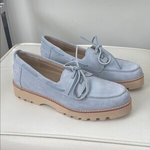 Donald J. Pliner Harlie Platform Light Blue Suede Loafers